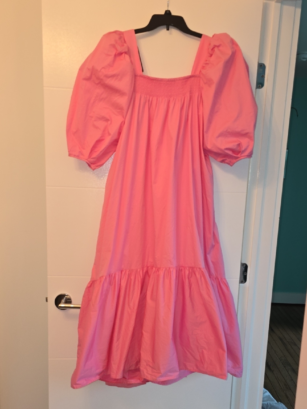 H&M Pink Puff Sleeve Kaftan Maxi Dress M